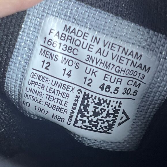 Converse Mens Size US 12 All Star 70 High Premium Black Suede Lace Up Sneakers - Picture 10 of 10